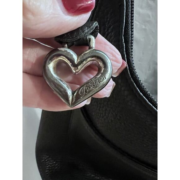 Brighton Barbados Zip Top Hobo Purse Black Pebble Leather Shoulder Bag - Picture 4 of 13